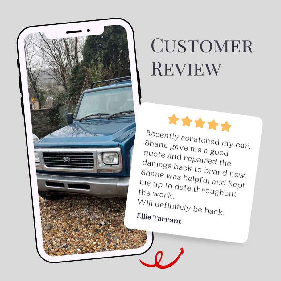 Five‑star customer reviews for Them Paint Guys Swansea car repair centre