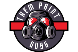Logo of Them Paint Guys featuring a spray painters mask with vibrant red and grey colours and the company name 