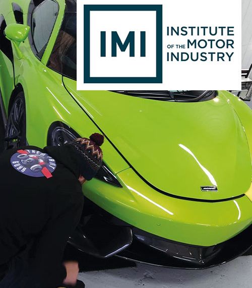 A repair is being carried out to a green Mclaren matching IMI standards and paid for via Payment Assist