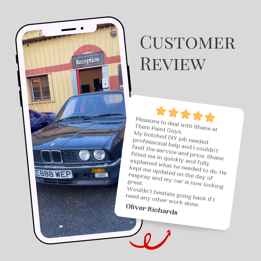 Five‑star customer reviews for Them Paint Guys Swansea car repair centre